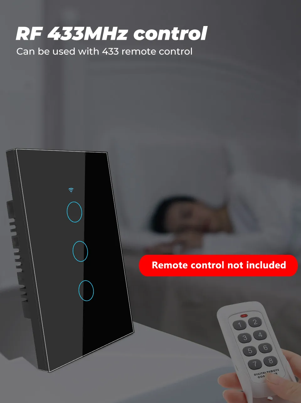 SMATRUL L/L+N Glass Wall US 1 2 3 4 Gang Touch light 433 WIFI Tuya Smart Switch For Alexa Google Smart Home