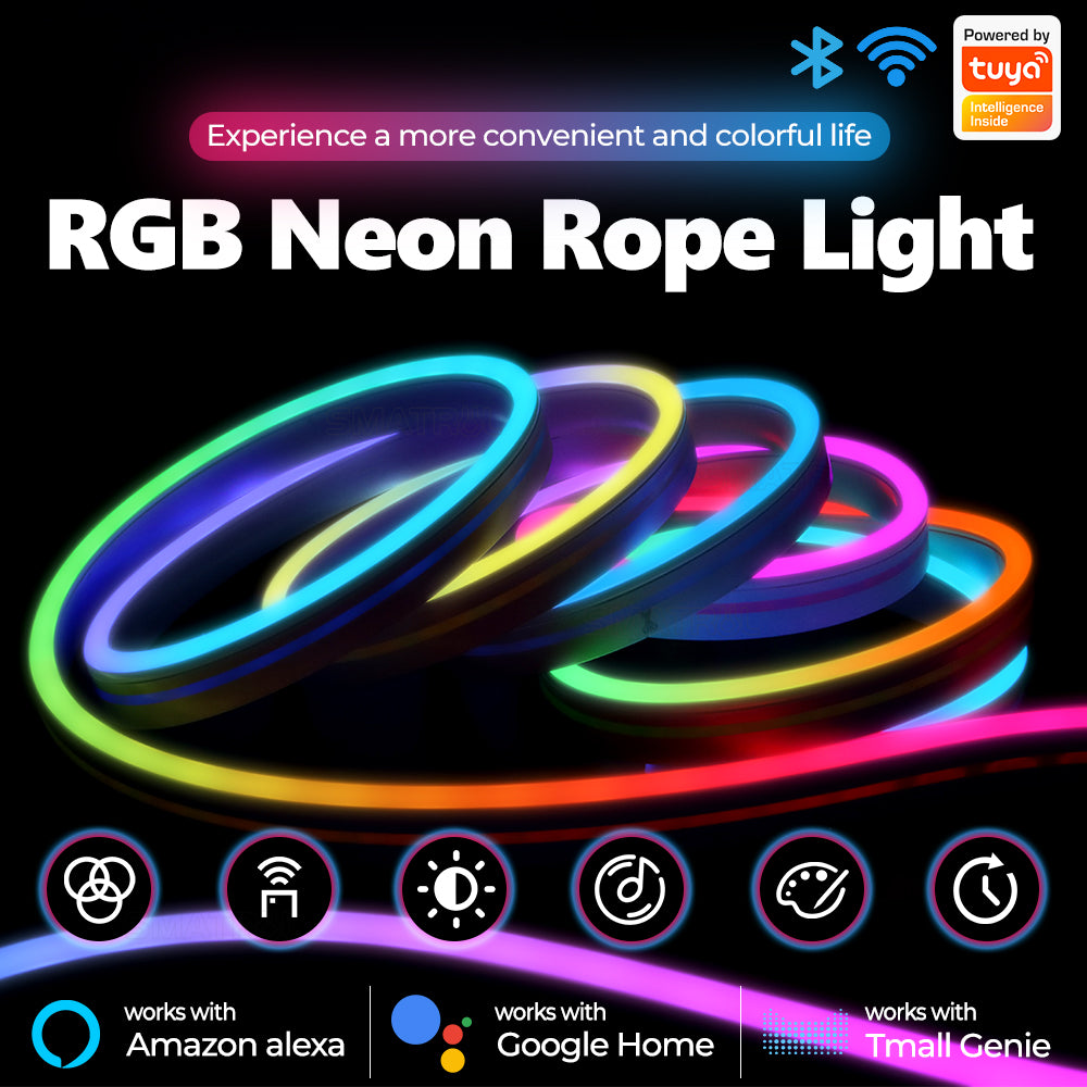Neon Lights,16.4Ft RGB LED Neon Rope Light with Remote Control, Neon Strip  Light