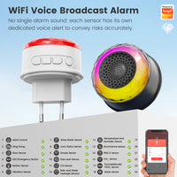 SMATRUL Tuya Wifi Smart Siren for Home Security Sound and Light Alarm Sensor EU US UK Plug Smart Home Life APP For Vibration CO VOC PIR Human Presence Sensor