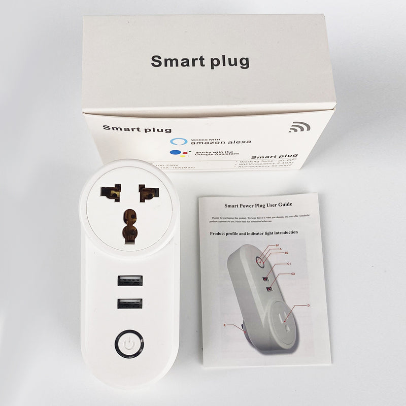 SMATRUL 16A Smart WiFi Bluetooth Plug with 2 USB Ports (2.4Ghz WiFi Only)