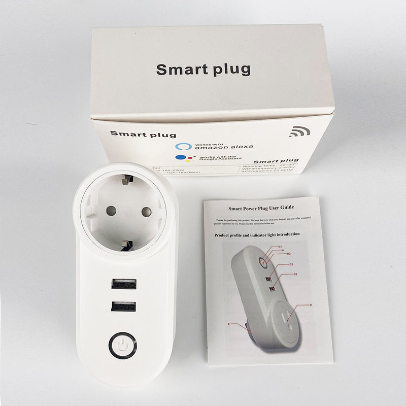 SMATRUL 16A Smart WiFi Bluetooth Plug with 2 USB Ports (2.4Ghz WiFi Only)