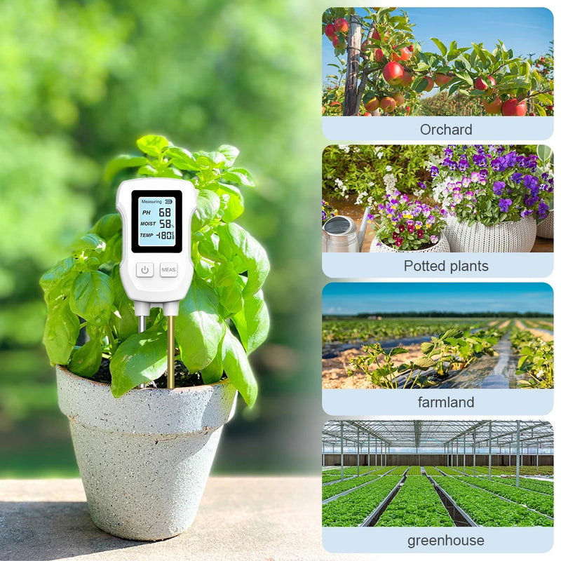 LCD Display Backlight 3 in 1 Garden Flowers Sensor Plants Acidity Humidity Detector PH Meter Soil Moisture Tester
