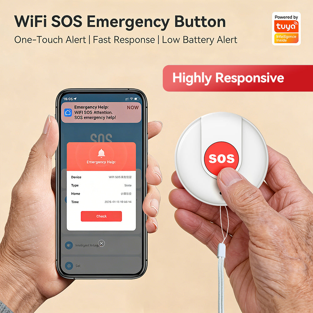 SMATRUL Tuya WiFi SOS Emergency Call Button | One-Touch Help | Wireless Caregiver Alert | Fast Response | For Kids, Elderly, Patients & Pregnant Women