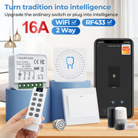 SMATRUL 16A Smart WiFi Relay Switch, 2-Way Relay Module Support DC/AC Power with Timer, Compatible with Alexa and Google Home