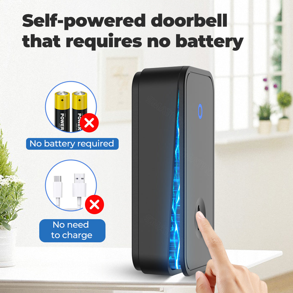 SMATRUL Self-Powered Doorbell, 2 transmitter + 1 receiver