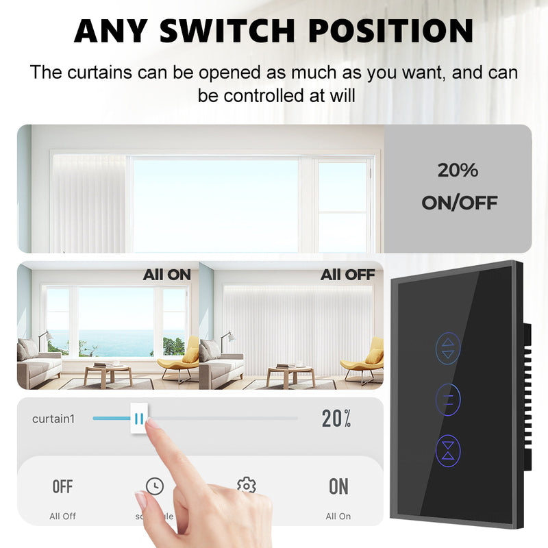 SMATRUL Smart WiFi Curtain Switch Motorized Roller Blinds Shutter Switch with APP Remote Control and Voice Control