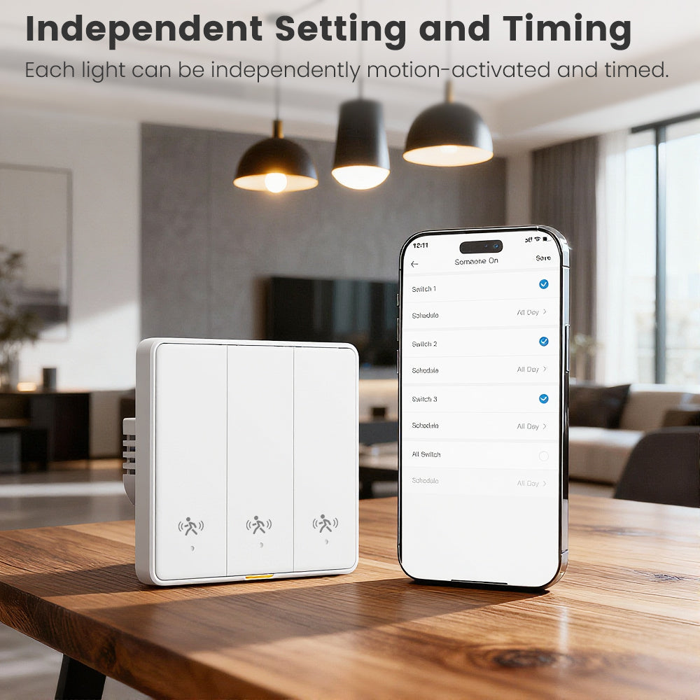 SMATRUL Tuya WiFi Smart 10G Human Radar Motion Sensor Switch EU Wall Light Switch No Neutral APP Remote Voice Timer Alarm Control for Smart Home