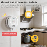 SMATRUL Tuya Smart WiFi Gas Leak Detector Natural Gas LPG Combustible Sensor with 100dB Alarm App Remote Notification Auto Valve Control