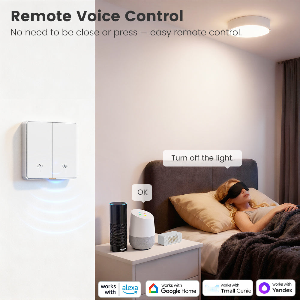 SMATRUL Tuya WiFi Smart 10G Human Radar Motion Sensor Switch EU Wall Light Switch No Neutral APP Remote Voice Timer Alarm Control for Smart Home