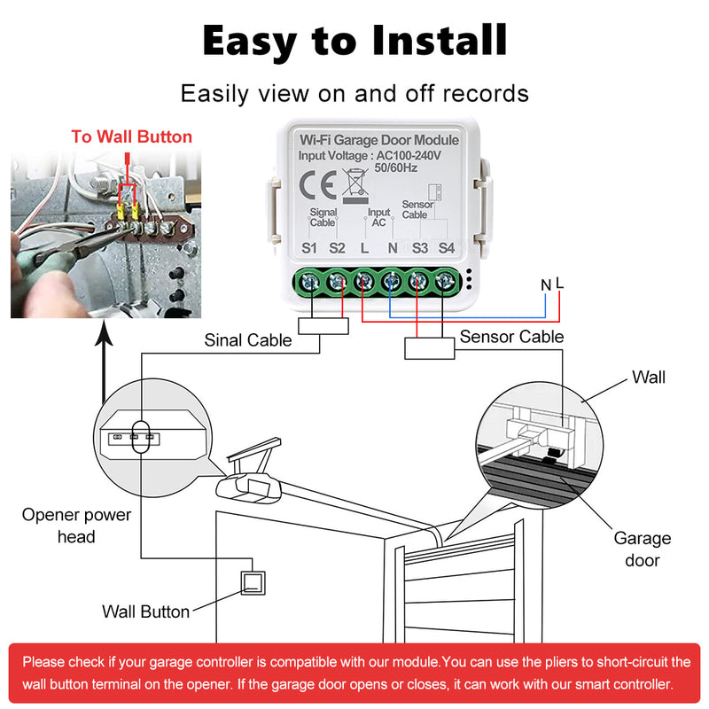 Smart life APP Remote Control Roller Shutter Door Switch Gate Tuya Bluetooth Smart Wifi Garage Door Opener