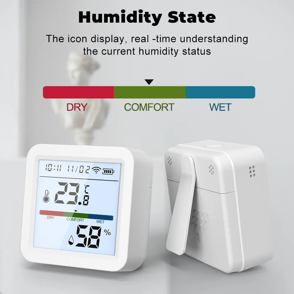Smart life Alexa Google Home Hygrometer Thermometer Detector Backlight Tuya Wifi Temperature Humidity Sensor