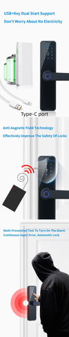 Smart Life Intelligent Electronic Key Security Code Password Biometric Wi-fi wifi Aluminium Fingerprint APP Tuya Smart Lock Door