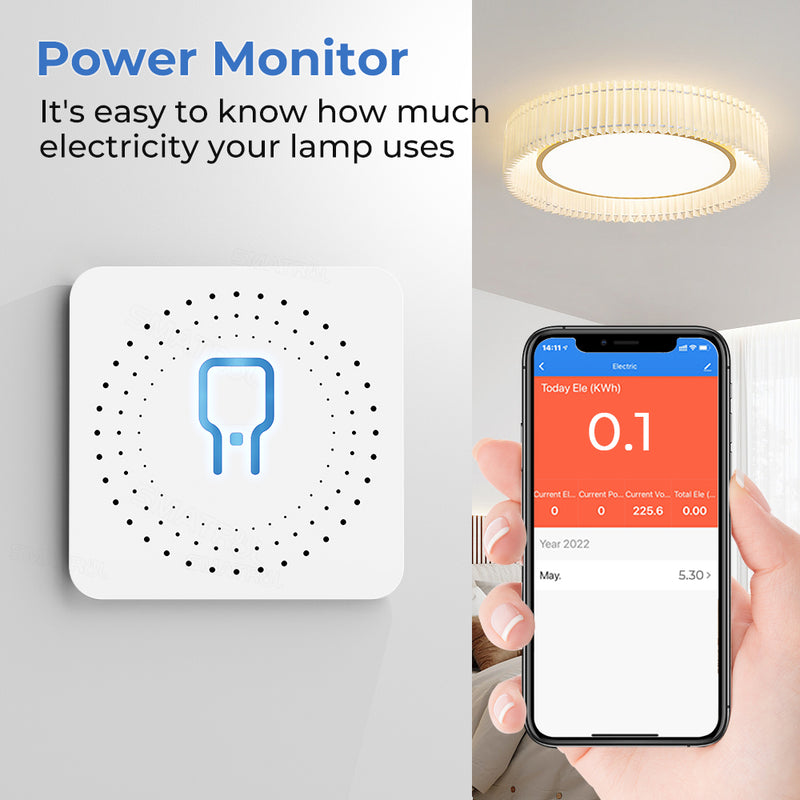 Wifi Switch Power Monitor 2 Way Timing Mini DIY Smart Wifi Controller Home Tuya APP 16A for Alexa Google OEM Countdown