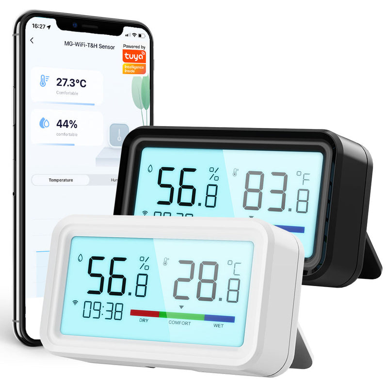 Backlight Digital Type-c Temperature and Humidity Smart Bluetooth Wifi Tuya temperature sensor For Voice Alexa Google Home