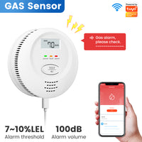 SMATRUL Tuya Smart WiFi Gas Leak Detector Natural Gas LPG Combustible Sensor with 100dB Alarm App Remote Notification Auto Valve Control
