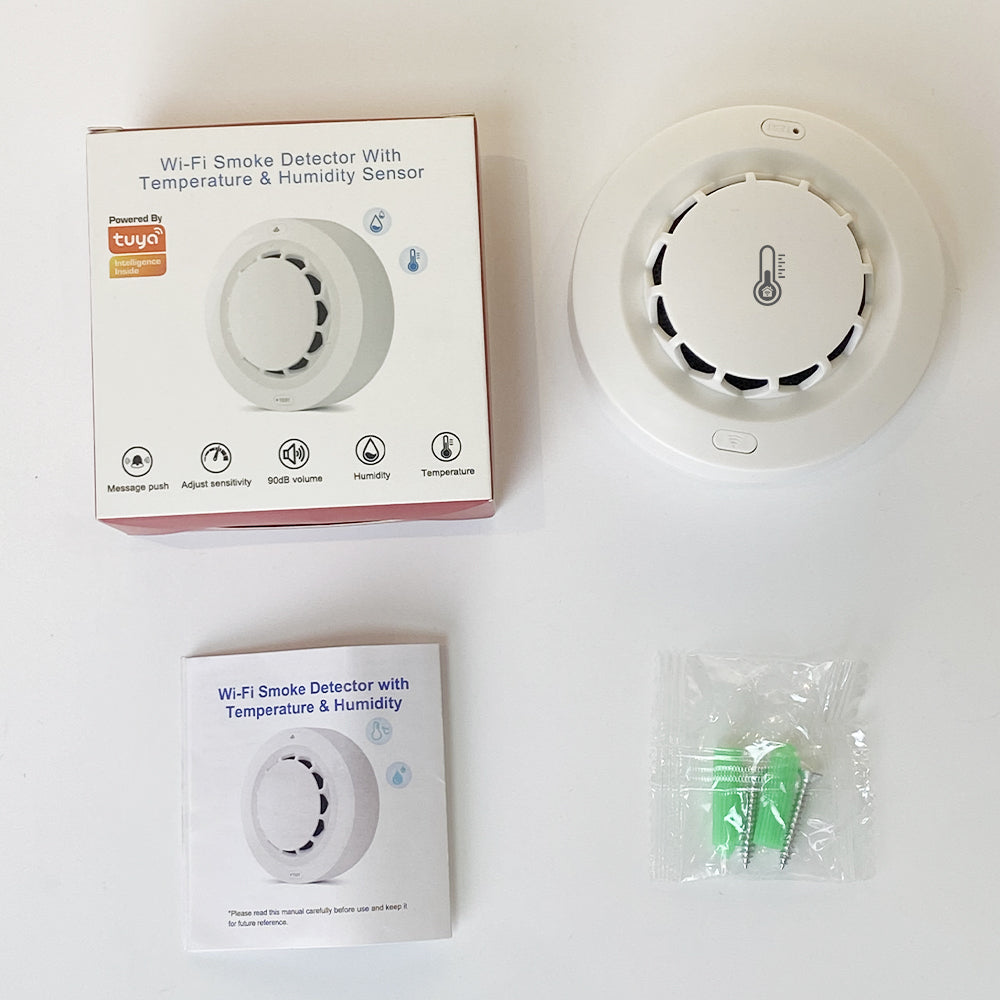 SMATRUL Tuya Smart Smoke Detector, Wifi Fire Sensor Alarm with Temperature and Humidity Detection