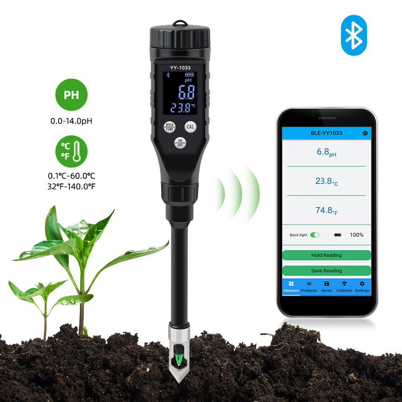 SMATRUL Smart Soil pH Meter with Stainless Steel Probe for Both Hard and Soft Soil