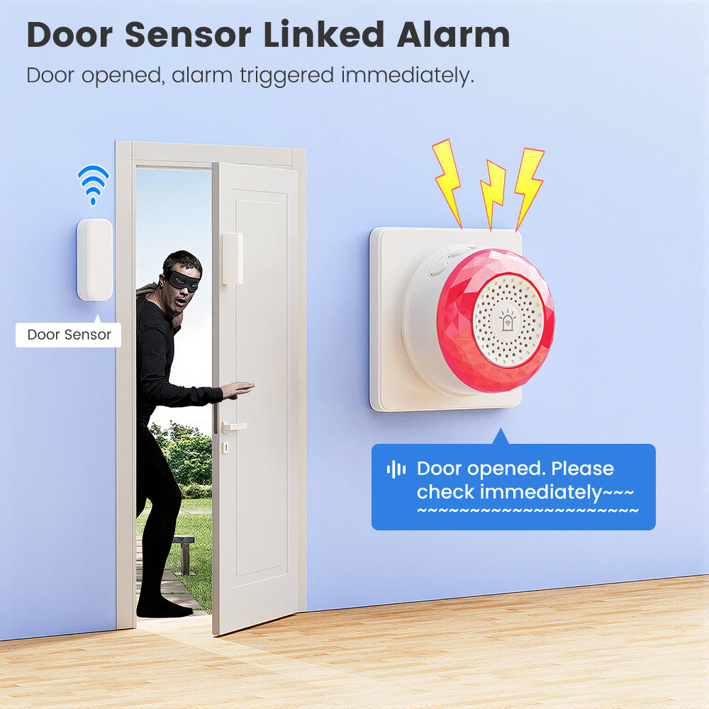 SMATRUL Tuya Wifi Smart Siren for Home Security Sound and Light Alarm Sensor EU US UK Plug Smart Home Life APP For Vibration CO VOC PIR Human Presence Sensor